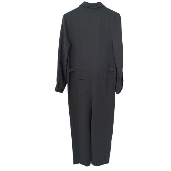 Aritzia Wilfred Utility Broiler Jumpsuit Gray Button Pockets Crepe Size Medium - Picture 7 of 13